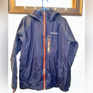 Columbia Omni-Tech Waterproof Hooded Jacket Coat Color Blue Size Large